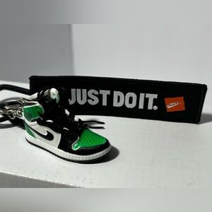 3D mini sneaker shoe keychain charm Black‎ and Green novelty trinkets gifts
